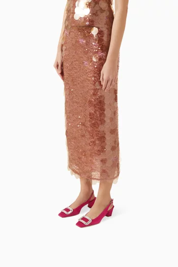 حذاء كلاسيك بيل فيفييه بسير خلفي وكعب 45 مم ستان