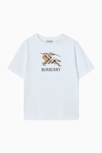 تي شيرت بطبعة شعار الماركة قطن