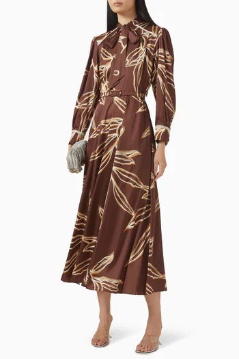 Belted Midi Dress in Satin