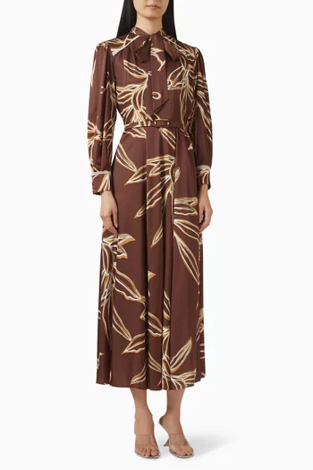 Belted Midi Dress in Satin
