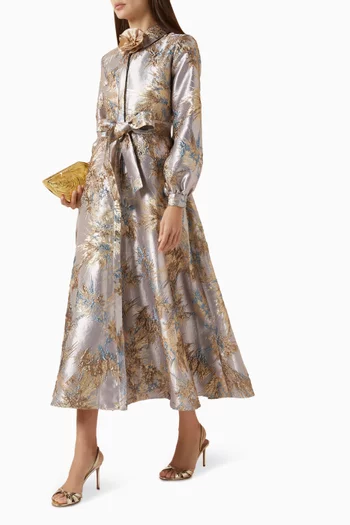 Jacquard Belted Midi Dress