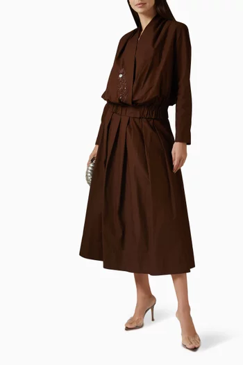 Embroidered Top & Skirt Set in Cotton