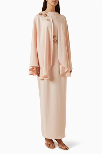 Bead-embellished Cape & Dress Set