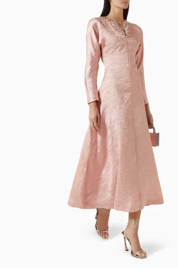 فستان مطرز جاكار