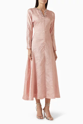 فستان مطرز جاكار