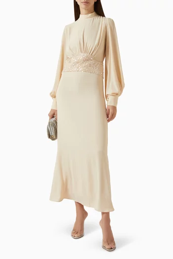 Sequinned Belt Maxi Dress