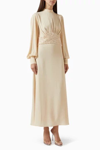 Sequinned Belt Maxi Dress