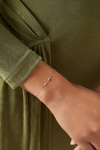 سوار مون مرصع بماس بافيه ذهب ‏أبيض عيار 18