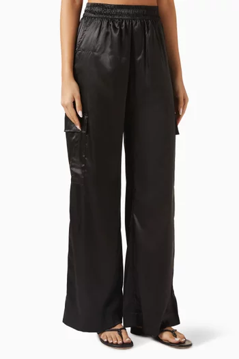 Cargo Pants in Stretch Satin Charmeuse