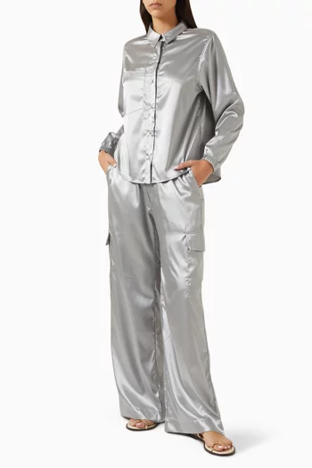 Cargo Pants in Stretch Satin Charmeuse