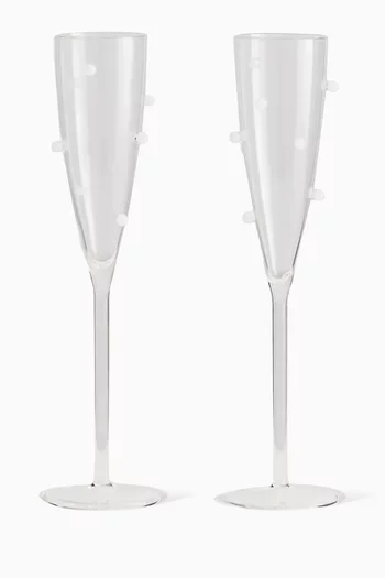 Pomponette Flute Glasses, Set of 2