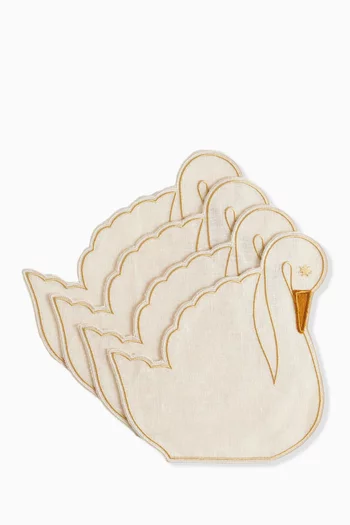 Swan Cocktail Napkins, Set of 4
