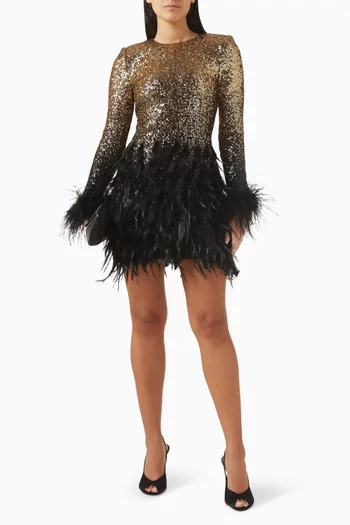 Brianna Feather-trim Dress