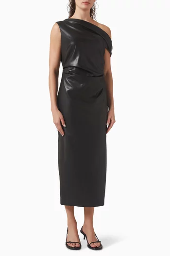 Sculpted Midi Dress in Vegan Leather