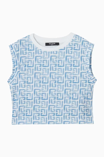 تي شيرت بنقشة شعار الماركة قطن