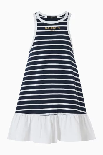 Logo Striped Dress in Cotton