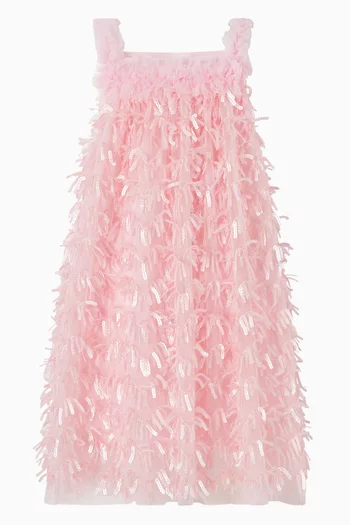 فستان اليسون بحمالات مطرز بالترتر