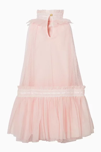 Jenny Spotted Lace Trim Dress in Tulle