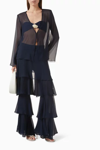 Malka Ruffled Pants in Chiffon