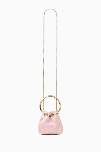 Micro Bon Bon Mini Bucket Bag in Satin & Lace