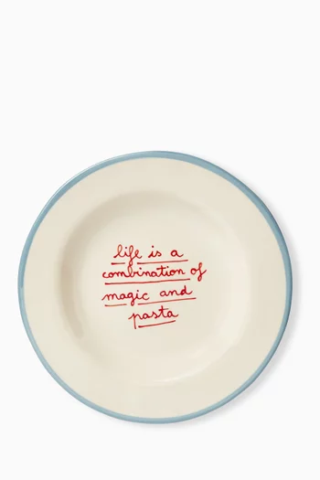Life is a combination of Magic of Pasta Dessert Plate 21 x 21 x 2cm:Blue    :One Size|219208789