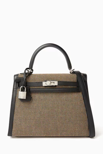 حقيبة كيلي 25 بتصميم سيلير توال بنقشة مربعات وجلد سويفت