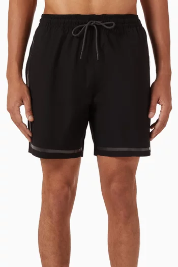 Logo Stripe Print Swim Shorts