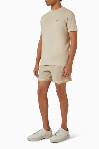 Logo Stripe Print Swim Shorts