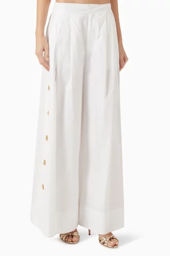 Ophelia Wide-leg Pants in Cotton Poplin