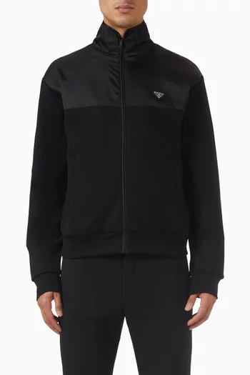 Re-Nylon Details Zipper Jacket in Cotton Fleece