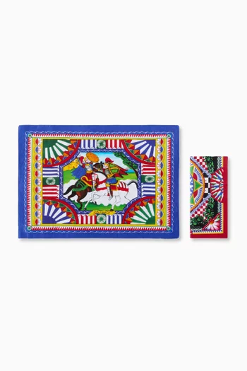 طقم مفرش ومنديل كاريتو كتان