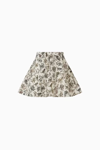 Journey Flower Print Mini Skirt in Cotton Canvas