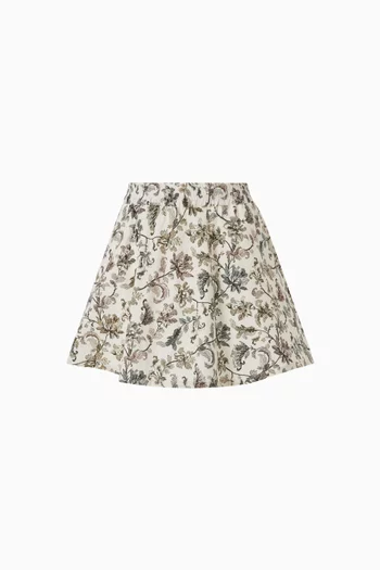 Journey Flower Print Mini Skirt in Cotton Canvas