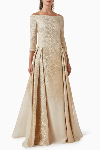 Off-shoulder Dress in Jacquard