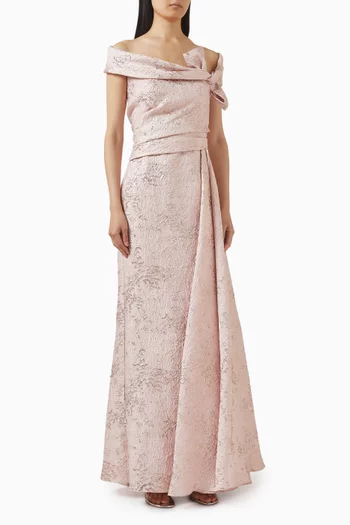 Off-shoulder Maxi Dress in Jacquard