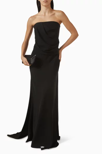 Strapless Draped Maxi Dress