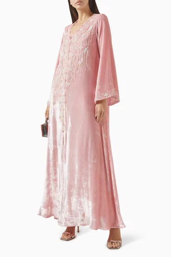 Embroidered Kaftan in Velvet