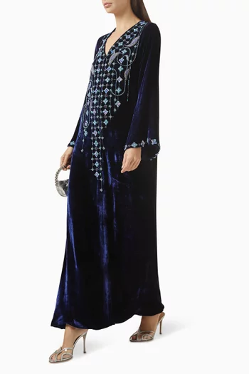Embroidered Kaftan in Velvet