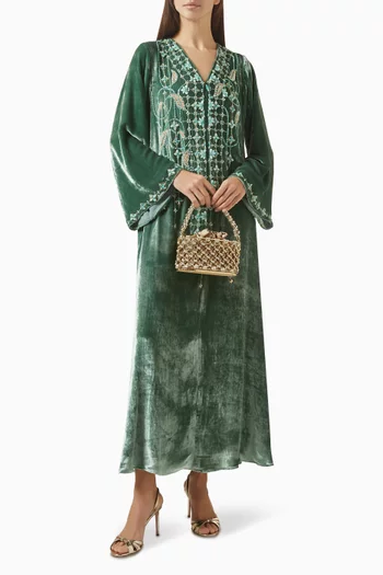 Embroidered Kaftan in Velvet