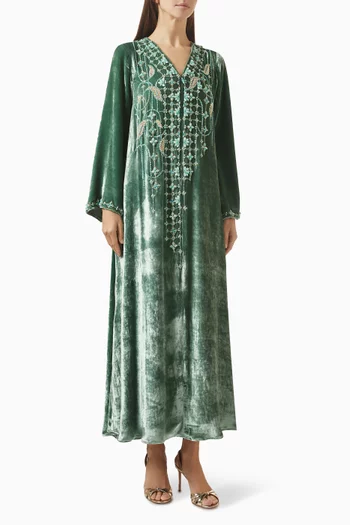 Embroidered Kaftan in Velvet
