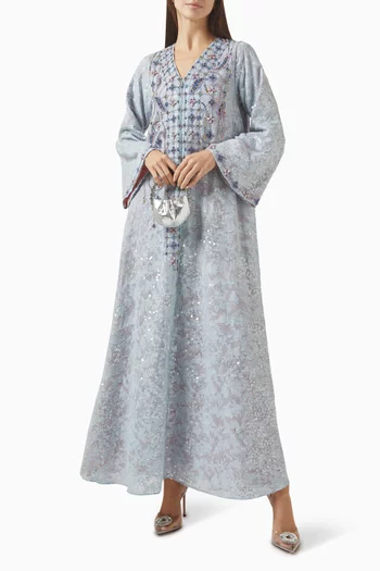 Embroidered Kaftan in Linen