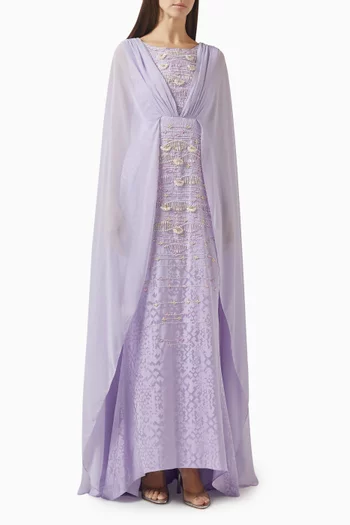 Asymmetric Cape Dress in Crepe