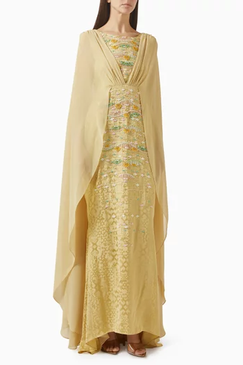 Asymmetric Cape Dress in Crepe