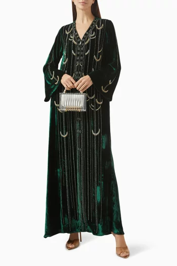 Embellished Kaftan in Silk-velvet
