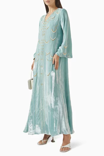 Embellished Kaftan in Silk-velvet