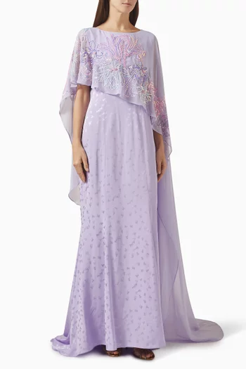 Floral embellished Cape Dress