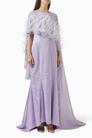 Floral embellished Cape Dress