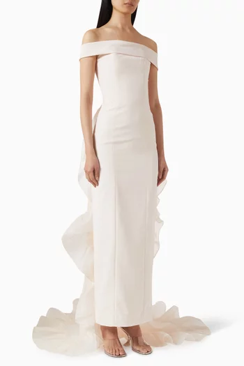 Off-shoulder Gown in Crepe