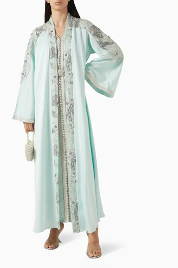 Moroccan Floral-embroidered Kaftan Set