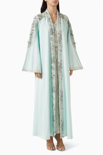 Moroccan Floral-embroidered Kaftan Set